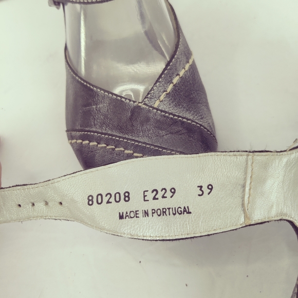 Fidji Mary Jane Low Heel Pump Charcoal Gray Leather Sz 39 - Picture 11 of 15